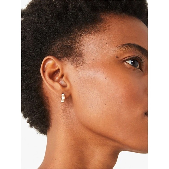 KATE SPADE • White Rare Form Huggies Hoop Earrings - Picture 2 of 3